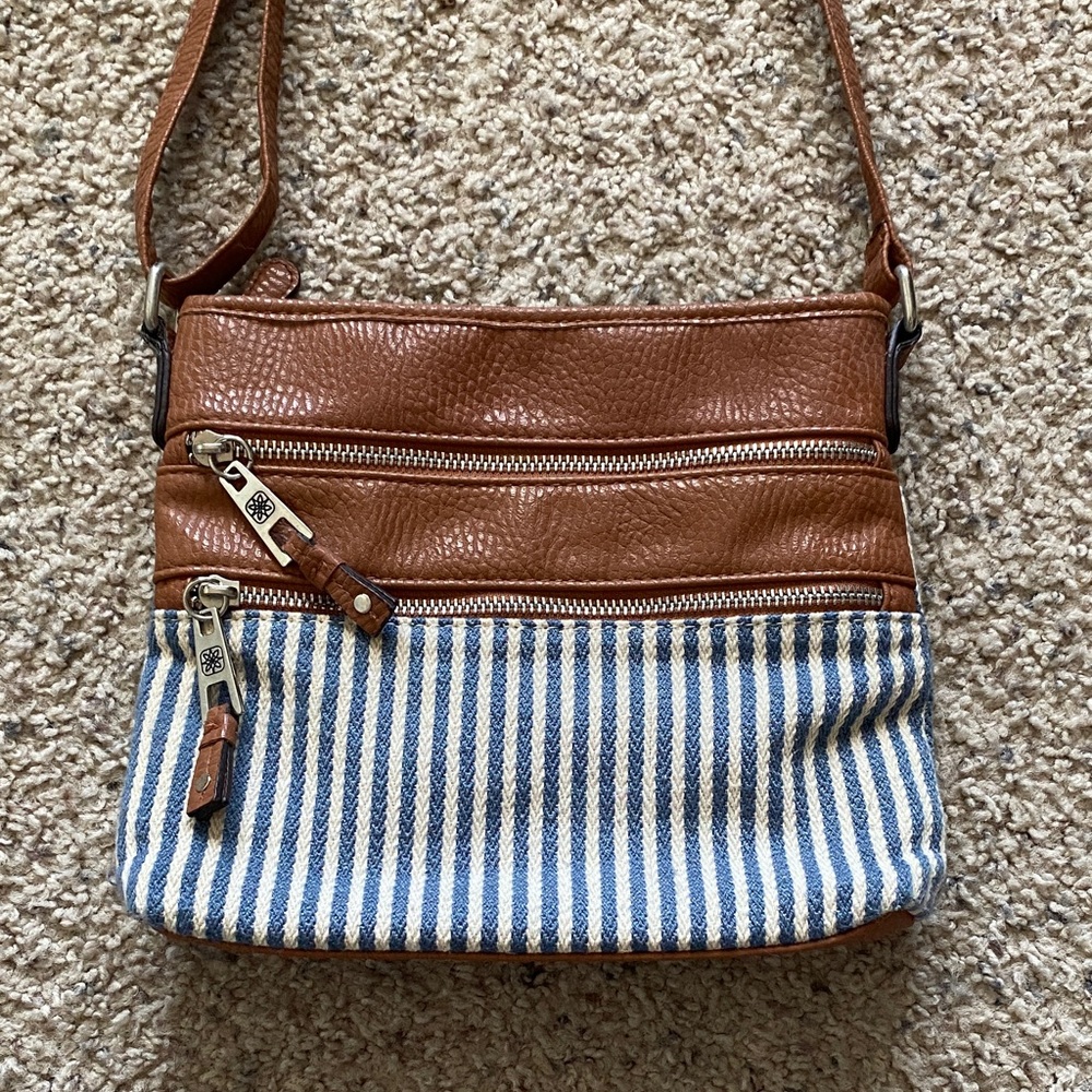 Tan and Blue Crossbody Bag - Picture 2 of 13